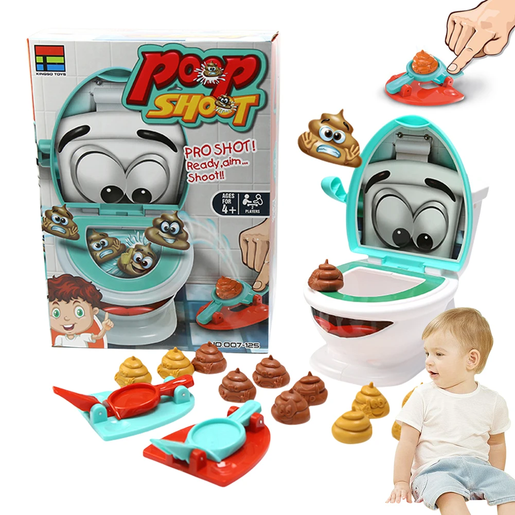 

Poop Shoot Game Toy Toilet Creative Toy Include 12 Poops 2 Launchers and A Sticker Interesting Gifts for 6+ Years Boys and Girls