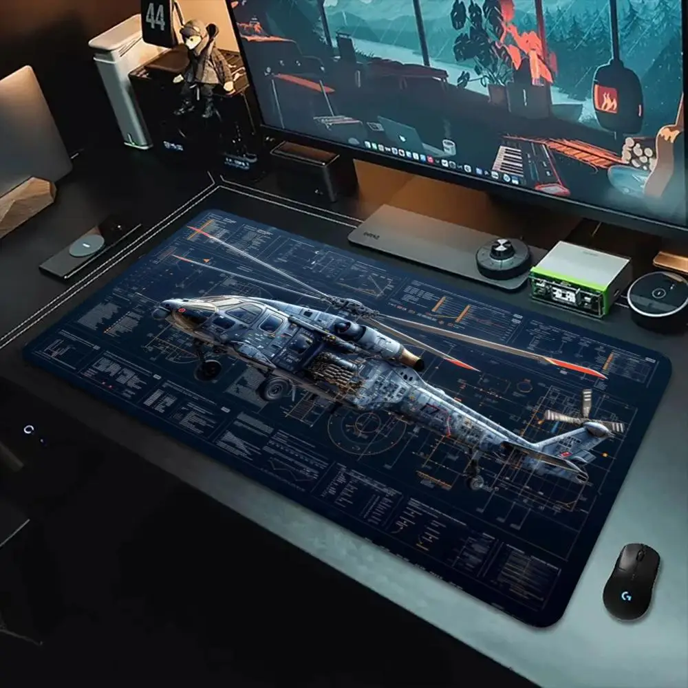 

Helicopter Mouse Pad Mouse Pad Large Computer Office Game Table Mats Rubber Anti-slip Gaming Keyboard Mousepads Long Desk Pads