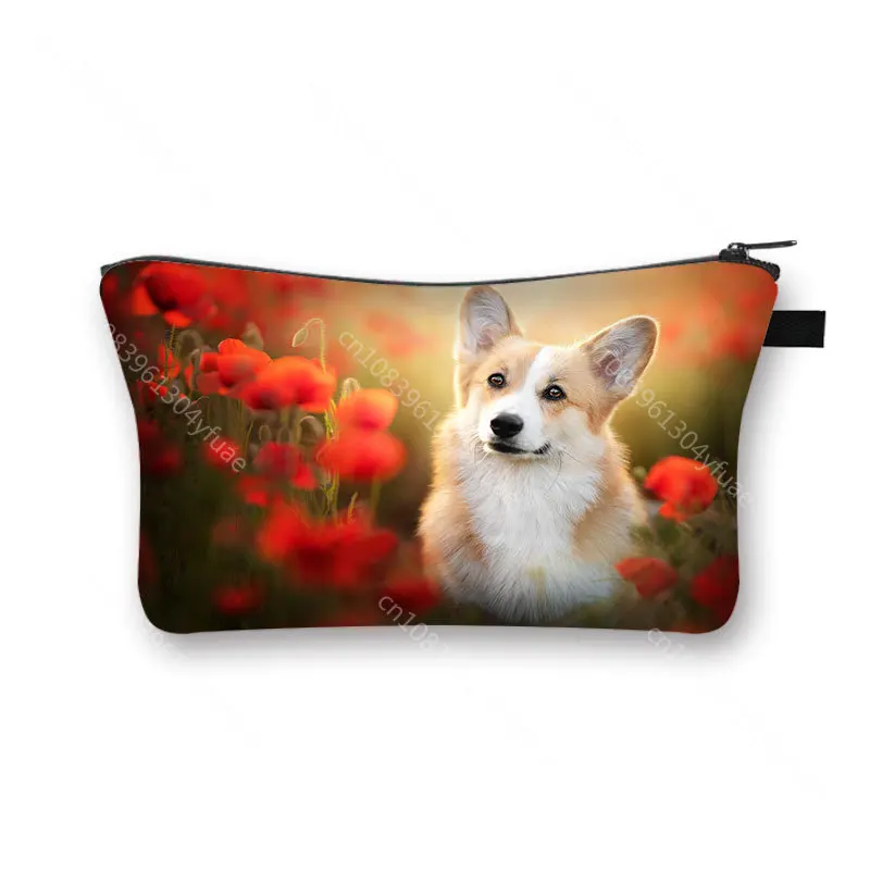 Corgi Printing Waterproof Cosmetic Bag Pouches For Girl Gift Small Makeup Bag Woman Cosmetic Case For Travel Beauty Bag