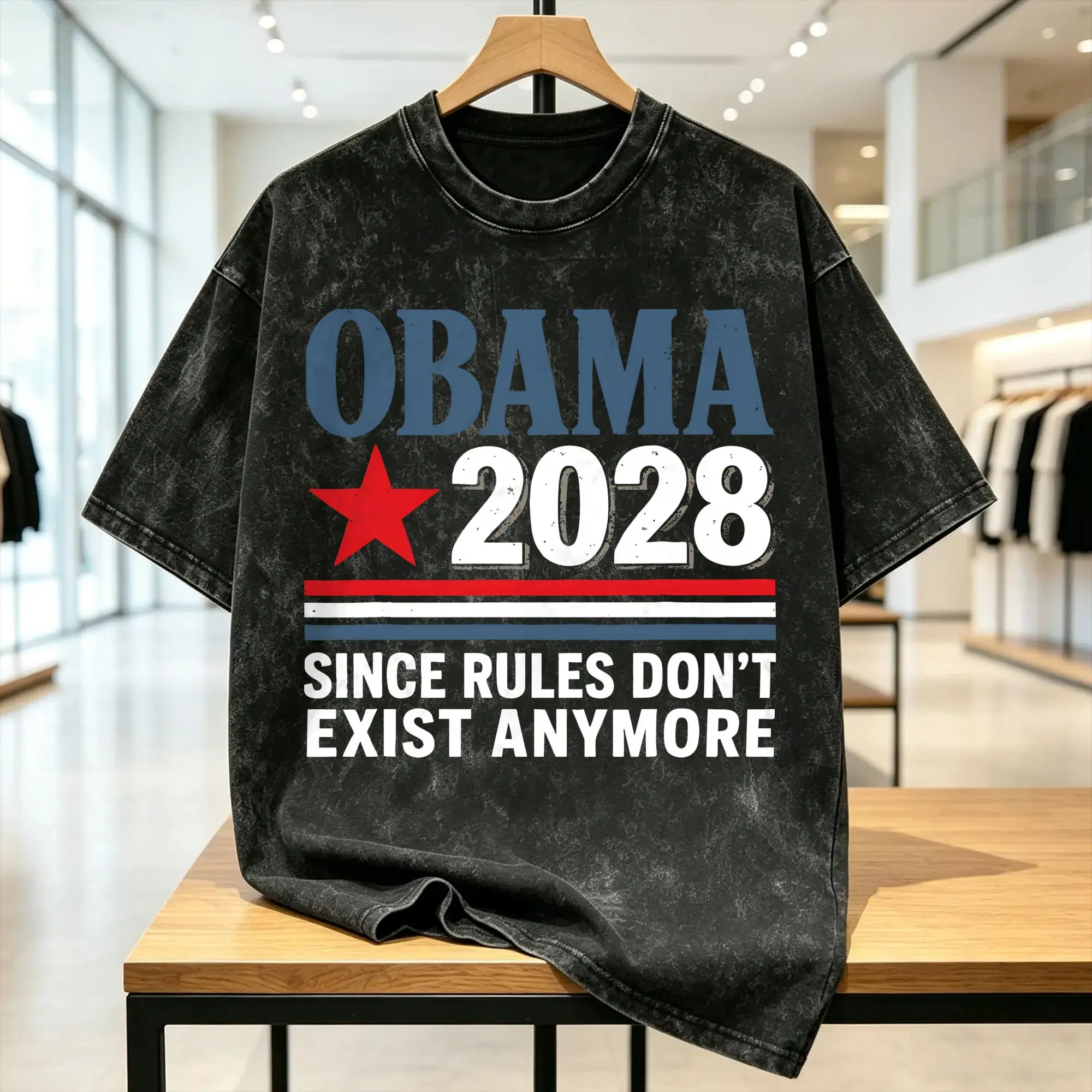 Men Women T-Shirt Obama 2028 Since Rules Don't Exist Anymore Washed T Shirts Harajuku Summer T Shirt Streetwear Casual Tops