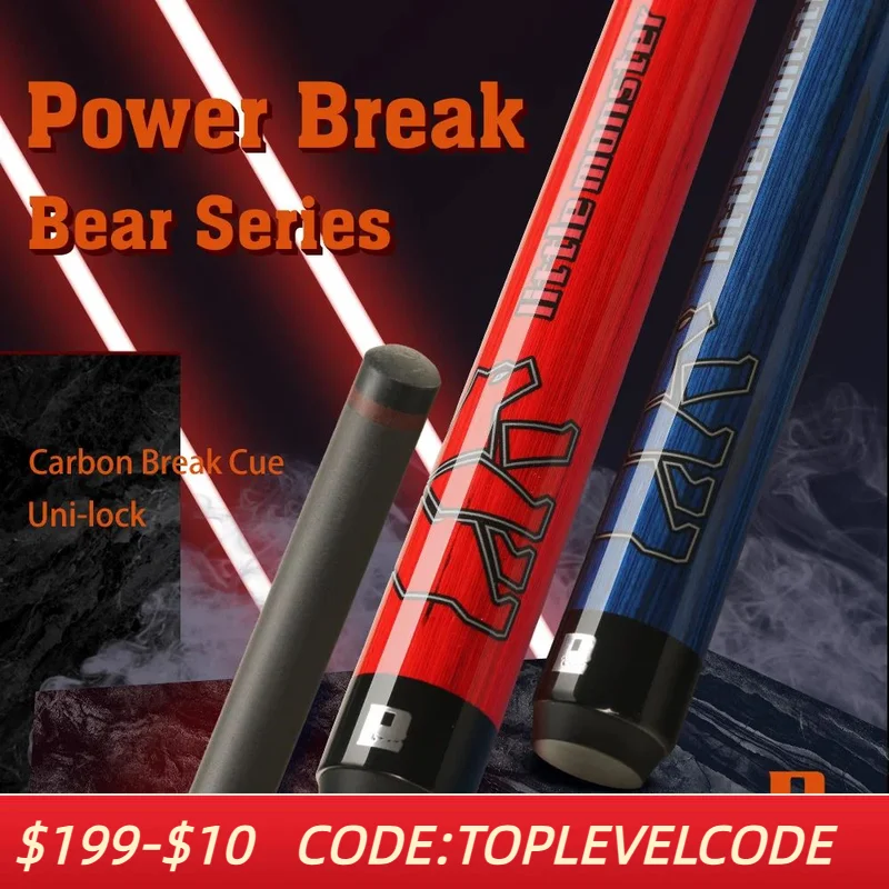 

Бильярдный кий серии Little Monster Bear, кий Power Break, удар, углеродное волокно, 12,9 мм, 55 дюймов, 2 шт.