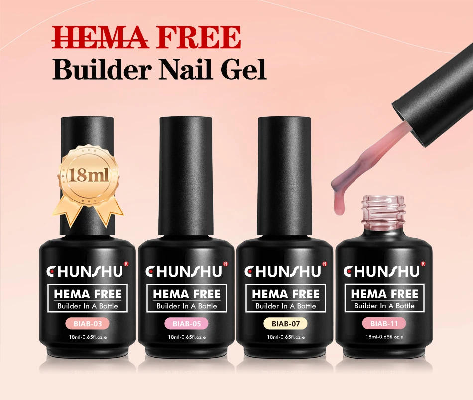 CHUNSHU Hema FREE Construction UV Gel 18 ml Builder Nagelgel in einer Flasche Semi Permanent Thick Rubber Base Gel Extension Nails Art – Detail 1