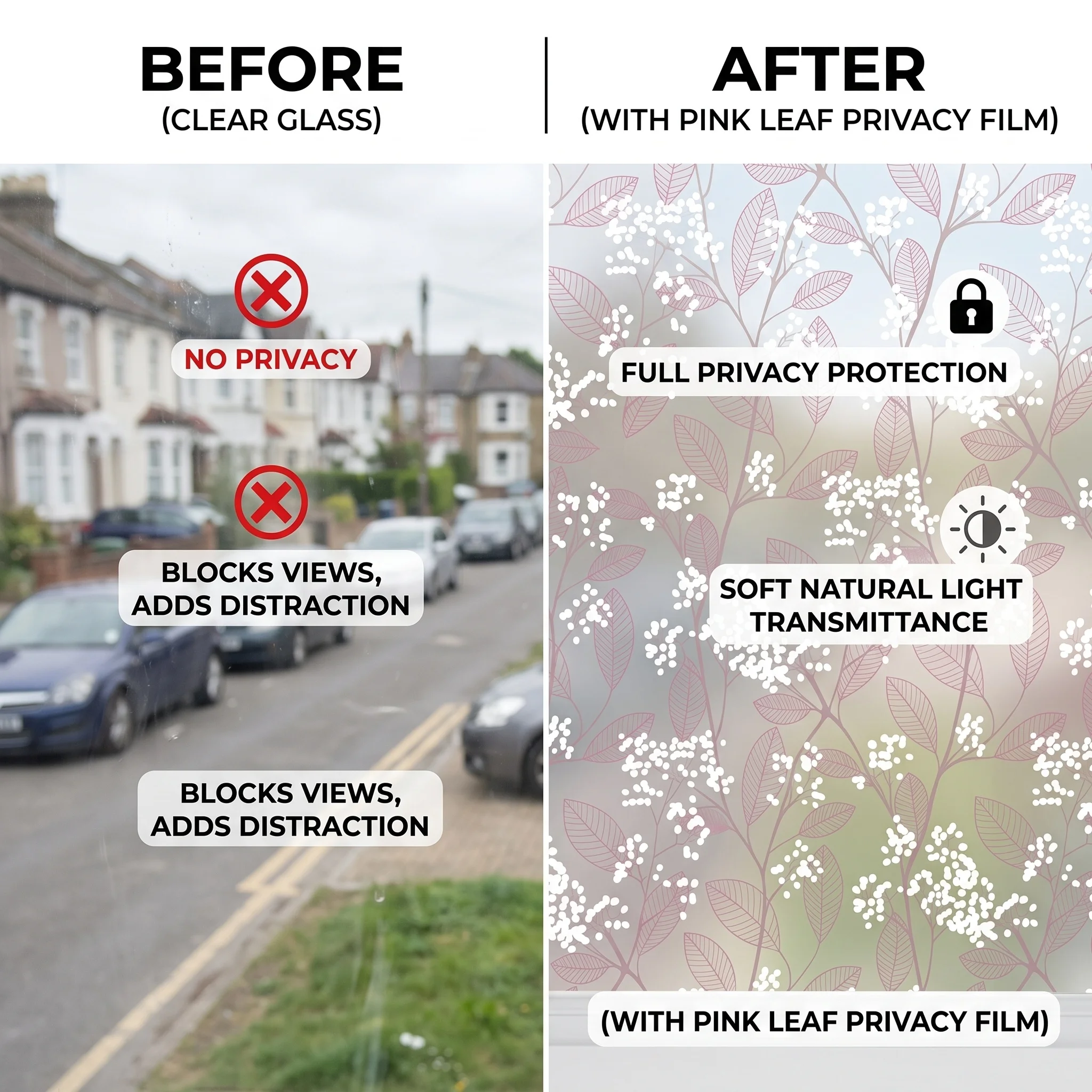 Pink Leaf & White Flower Self- - огляд і ціна Window Insulation Film