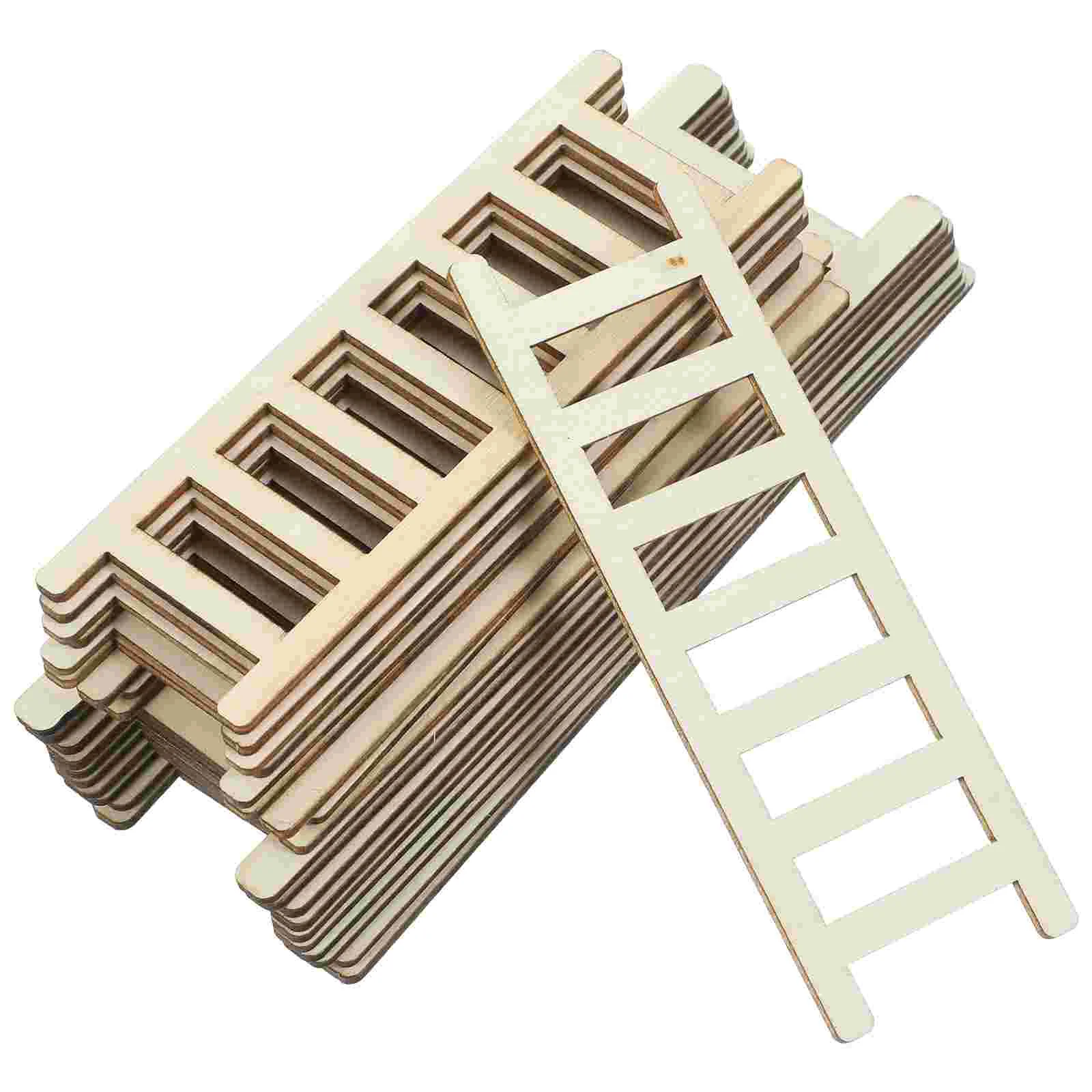 

20 Pcs Mini Stairs House Ladder Landscape Furniture Miniature Step Wood Tiny