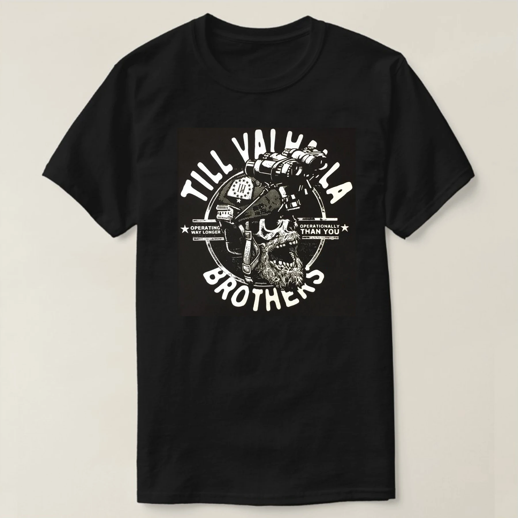 Til Valhalla Brothers Vikings Beard American Tactical Warrior Skull T Shirt 100% Cotton Short Sleeve O-Neck Casual Mens T-shirt