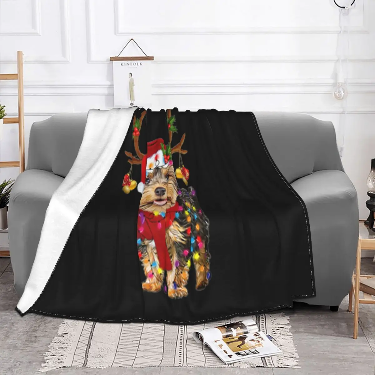 Yorkshire Terrier Gorgeous Reindeer Christmas Beautiful Hot Sale On Sale Youth Steampunk Rock Throw Blanket