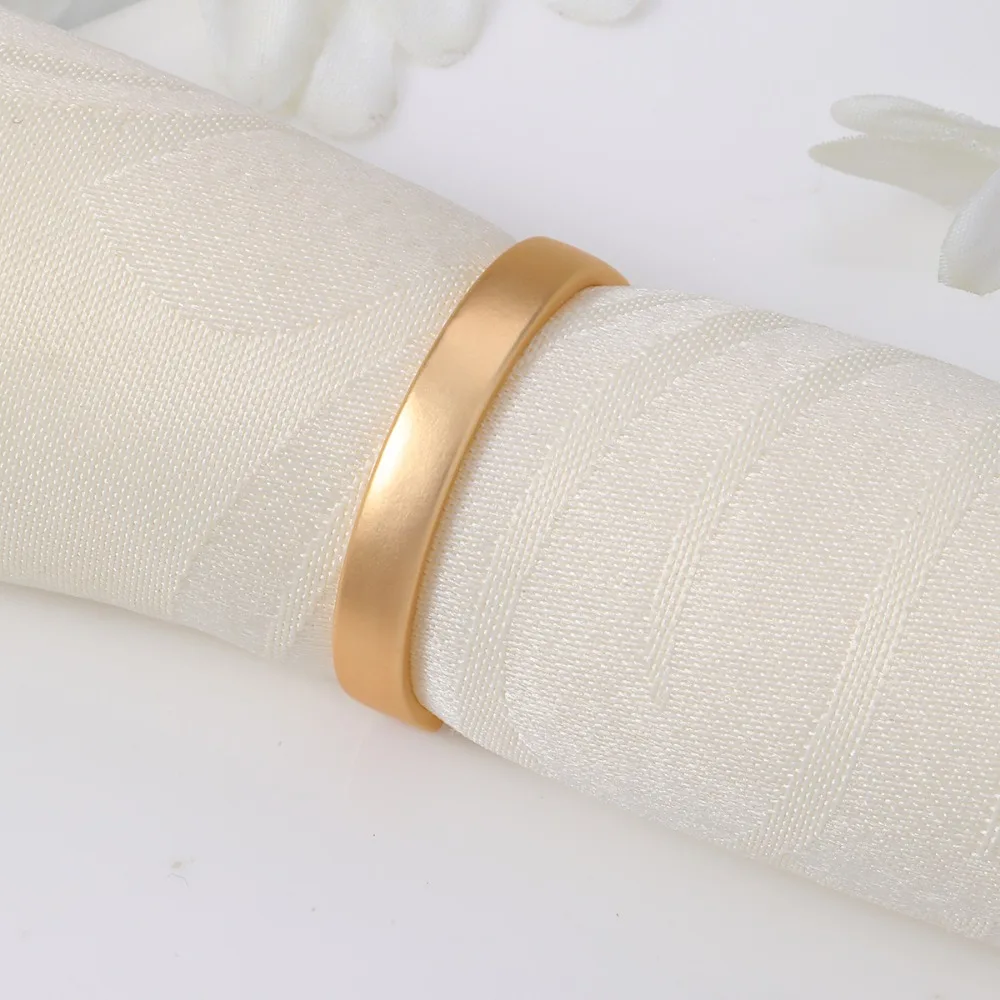 12 Pcs D-shaped Stainless Steel Napkin Rings Matte Gold Metal Matte Gold Semicircle Napkin Rings