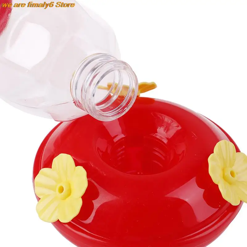 1pcs Plastics Bird Water Feeder Bottle Hanging Hummingbird Feeder Garden Outdoor Plastic Flower Iron Hook Bird Feeder