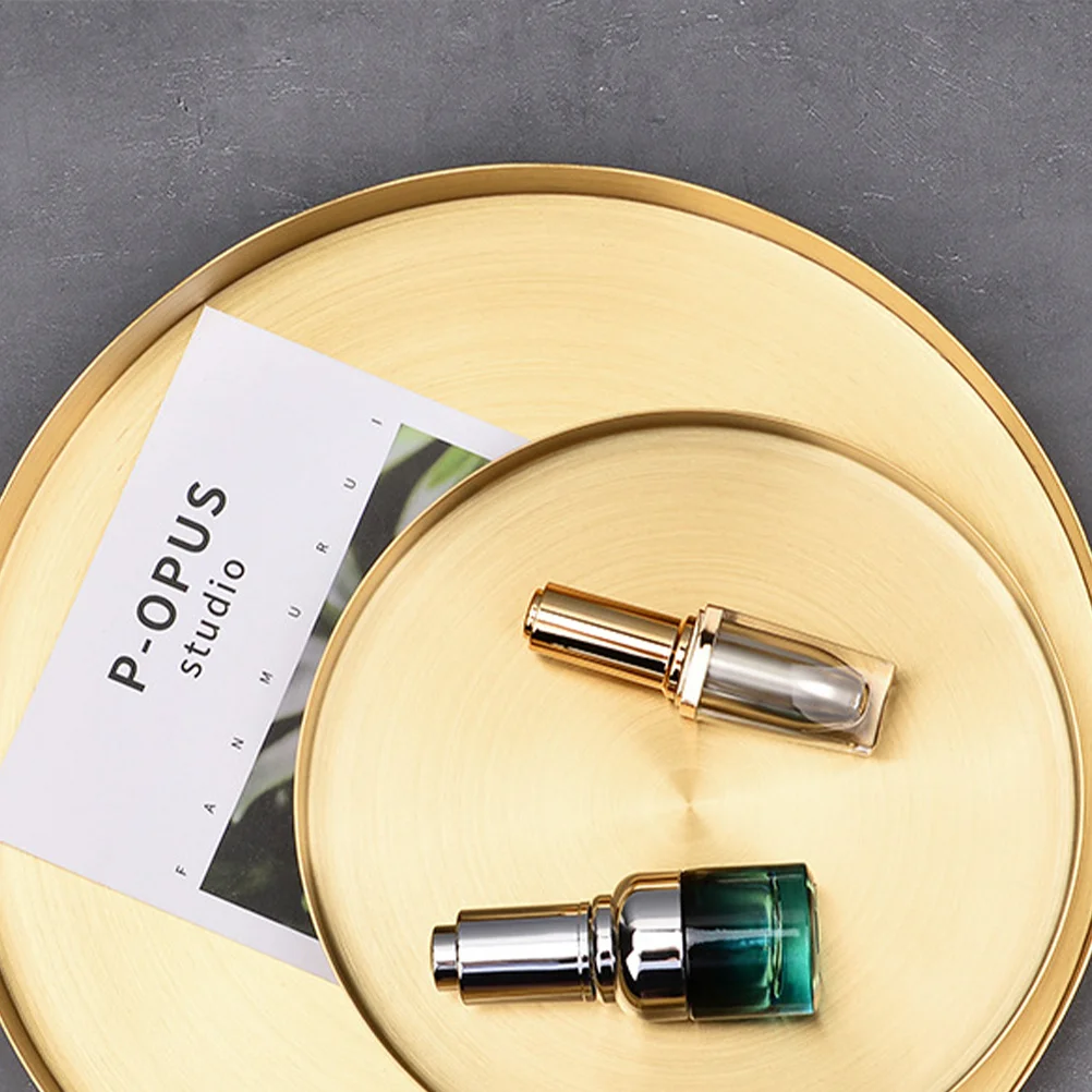 

Golden Small Stainless Steel Jewelry Tray Modern Metal Display Storage for Rings Necklaces Pendants Organiser Luxurious Dressing