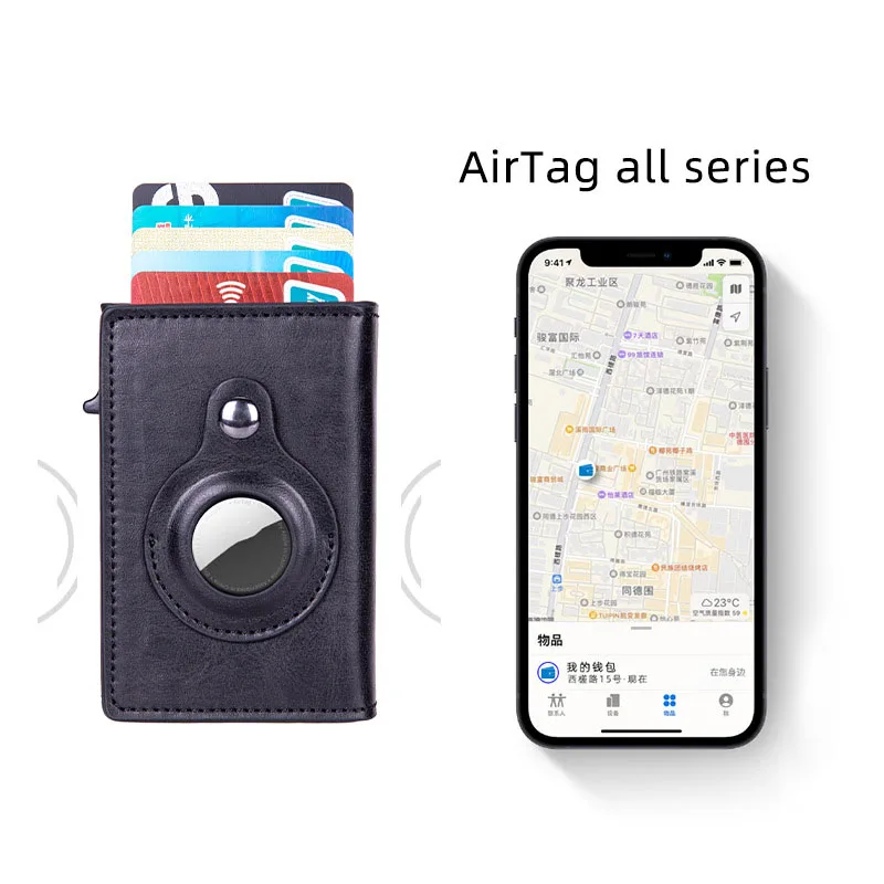 Airtag Wallet Card Holder Porta Credencial Cartera Carteira Masculina Rfid Smart Wallet Men Air Tag Luxury Couro Billetera Hombr