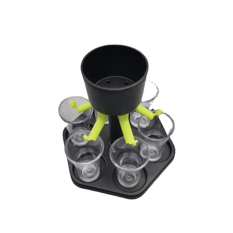 1 Set Liquor Dispenser 6 Shot Automatic Glass Wine Whisky Beer Dispenser Holder Drinking Home Party Bar Wine Separator Glasses