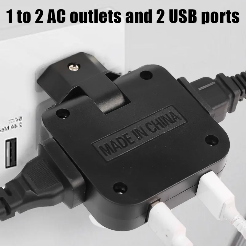 4 in 1 EU Extension Converter 180° Rotatable Socket Converter for Mobile Phone Charging 2Usb and 2AC Universal Socket Adapter