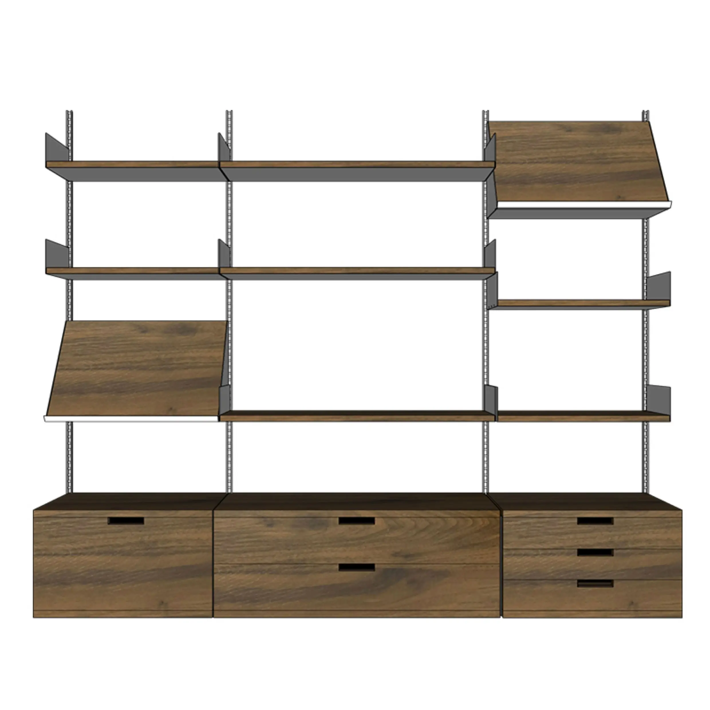 Modern minimalist track bookshelf retro shelf wall bookshelf multi-layer baffle display storage rack wall cup holder