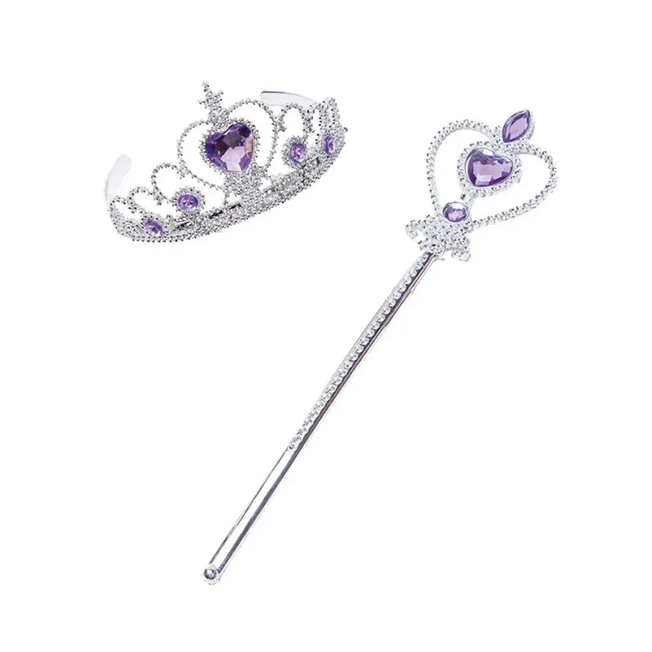Girls Princess Crown Magic Wand Accessories Party Cosplay Elsa Anna Rhinestone Headband Hair Bands For Kids Hairbands Gifts Toys view 5