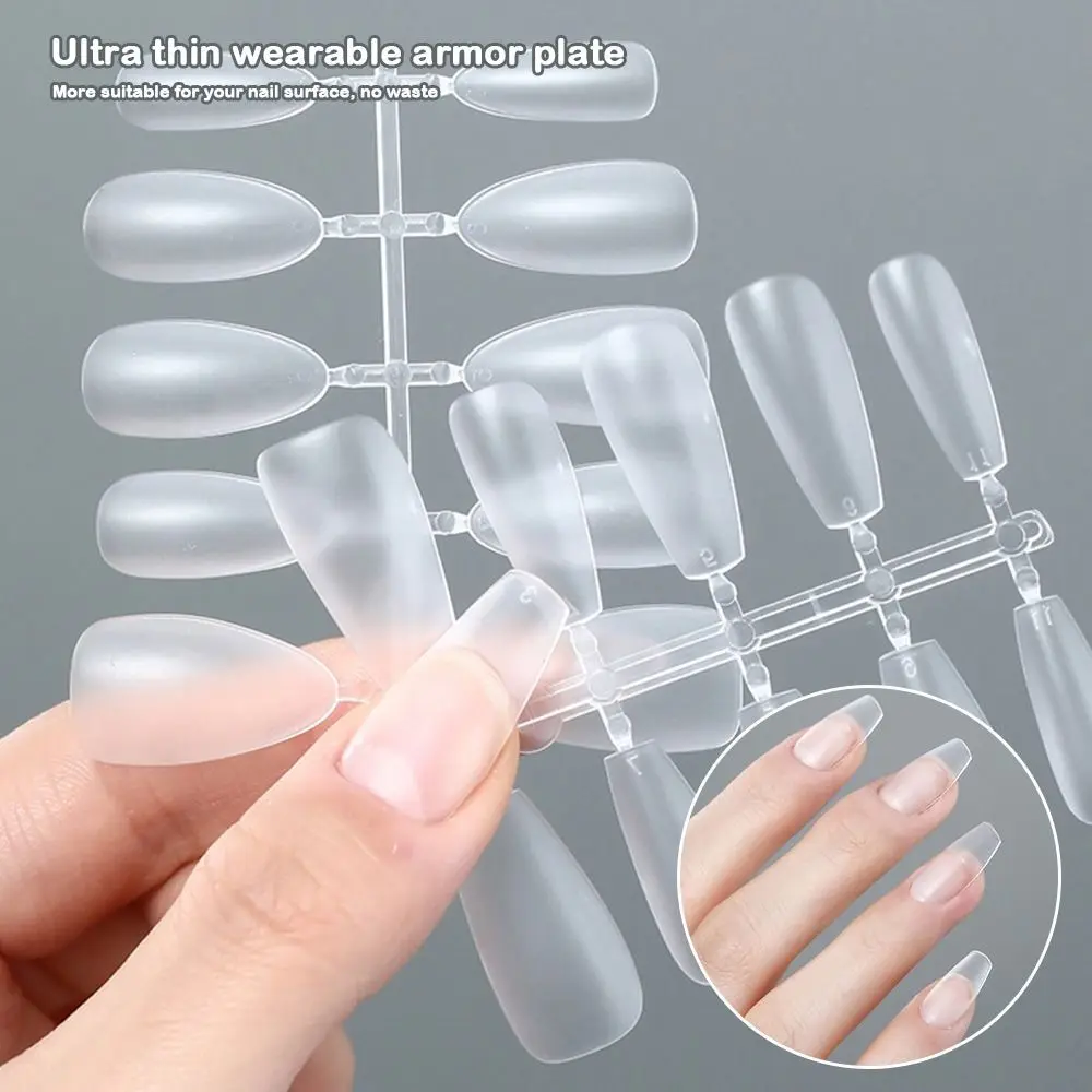 100 PCS/Box Fake Nail Tips Matte Finish Medium Short Design False Nails No Polishing Extension Clear Fake Nail Tips