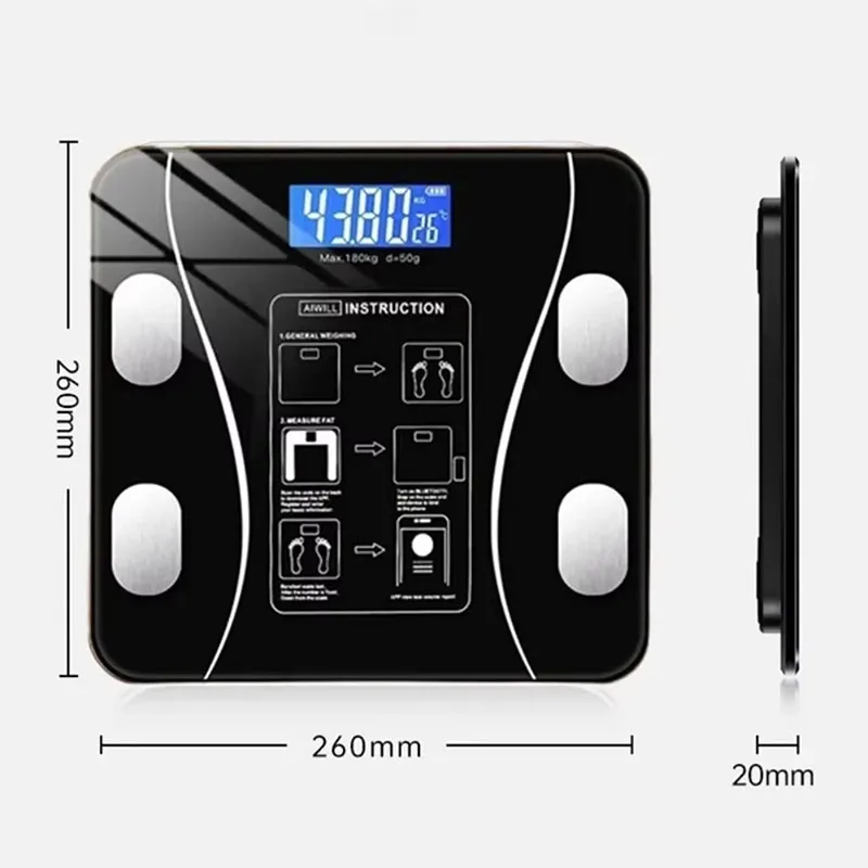 Smart with smart APP synchronized weight scale bathroom digital scale Bluetooth body fat scale body composition analyzer