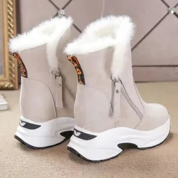 Piattaforma corta peluche donna stivali da neve moda corta Botas signore eleganti zeppe scarpe tacco inverno tenere al caldo calzature da donna
