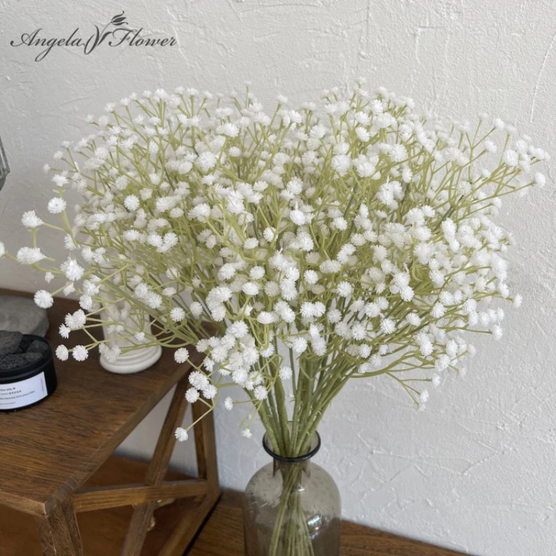 Artificial Plastic Soft Rubber Gypsophila Babys Breath Flower Branches Wedding Bouquet Floral Arrangement Accessories Home Decor