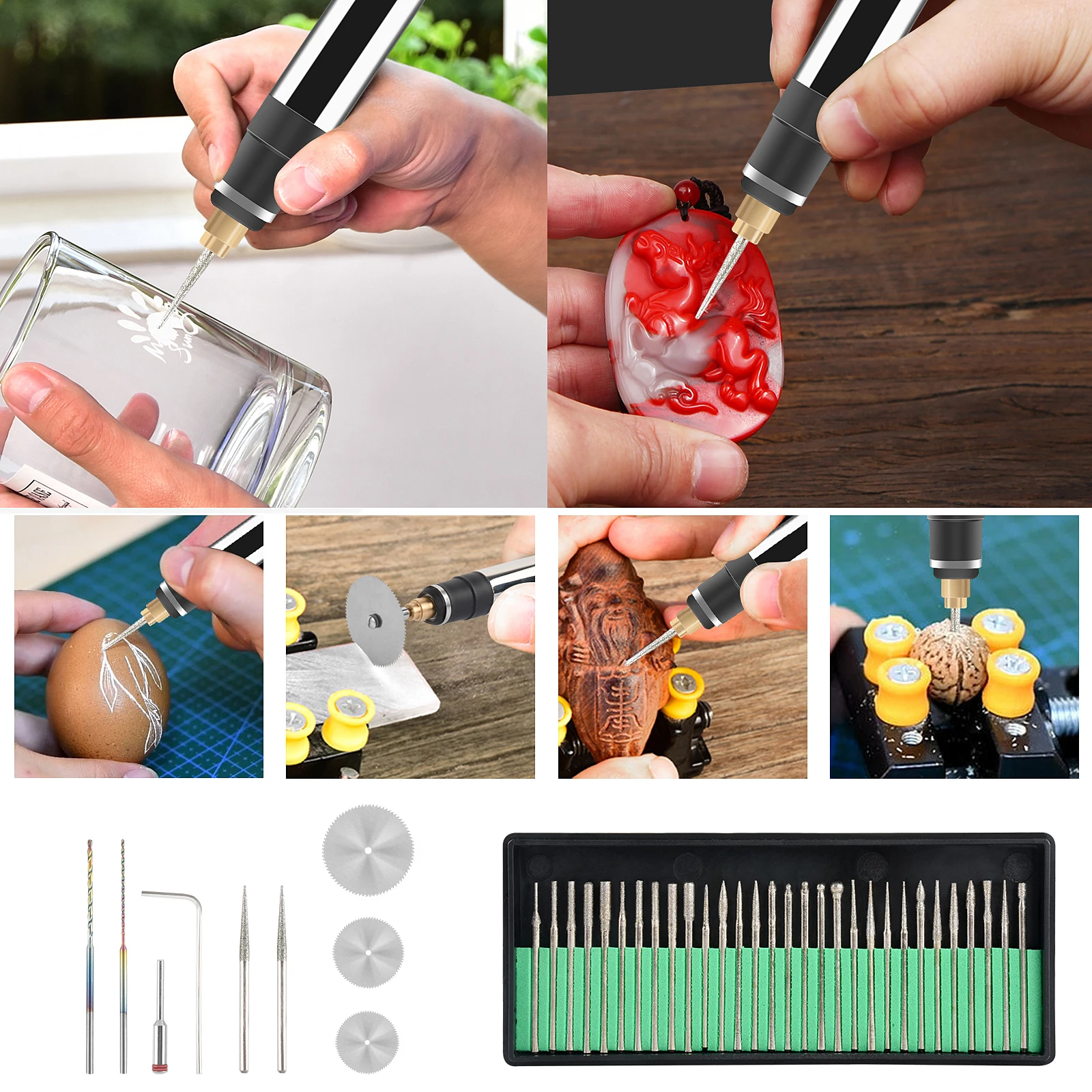 Mini Electric Engraver Pen Set Grinding Machine Engraver Drill Machine Lettering Marking Machine Speed Regulation Engraving Pen