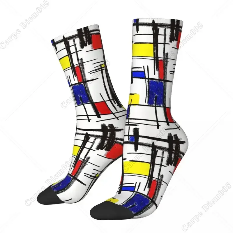 Nuevos hombres masculinos Casual Mondrian minimalista el estilo arte moderno calcetín gráfico calcetines de mujer Primavera Verano Otoño Invierno