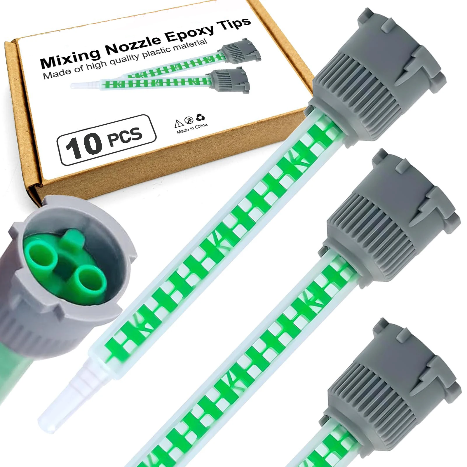 10Pcs/20Pcs/30Pcs Epoxy Adhesive Mixing Nozzle Tip Resin Mixer Adhesive Gun Applicatior for 50ml (1:1 & 2:1 Ratio) for Glue