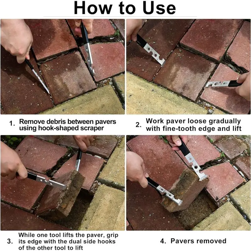 NEW HOT In Stock-2-In-1 Paver Removal Tool With Hex Wrench& Double Joint Scrapers, 2Pcs Set Paver Puller With Micro-Tooth Groove