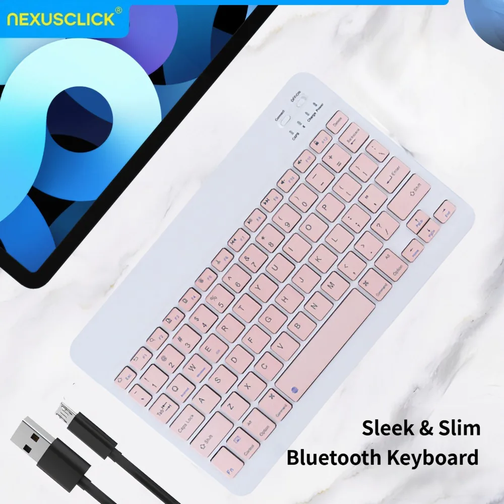 NexusClick Mini teclado sem fio Bluetooth de 10 polegadas para iPad, telefone, tablet, teclado portátil de modo duplo para Samsung Xiaomi Android