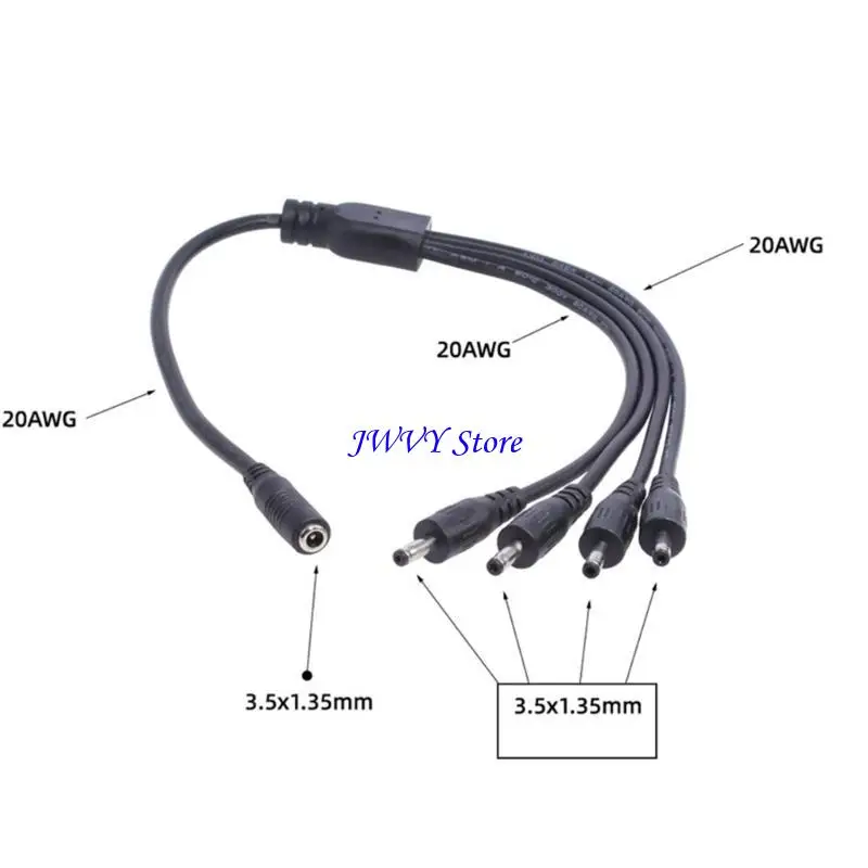 573A Y-SPLITTER 어댑터 케이블 충전 코드 와이어 1 in 4 OUT/1 OUT 3.5x1.35mm
