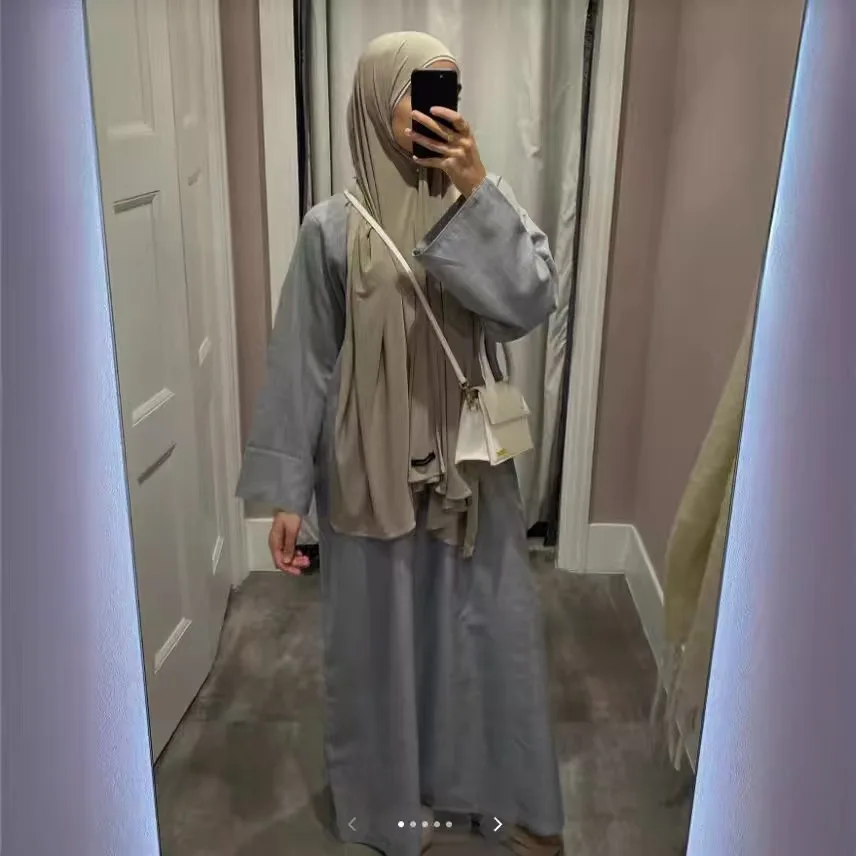 Linen Closed Abaya Dubai Luxury Muslim Hijab Dress Turkey Casual Abayas African Dresses for Women Ramadan Eid Islam Kaftan Robes