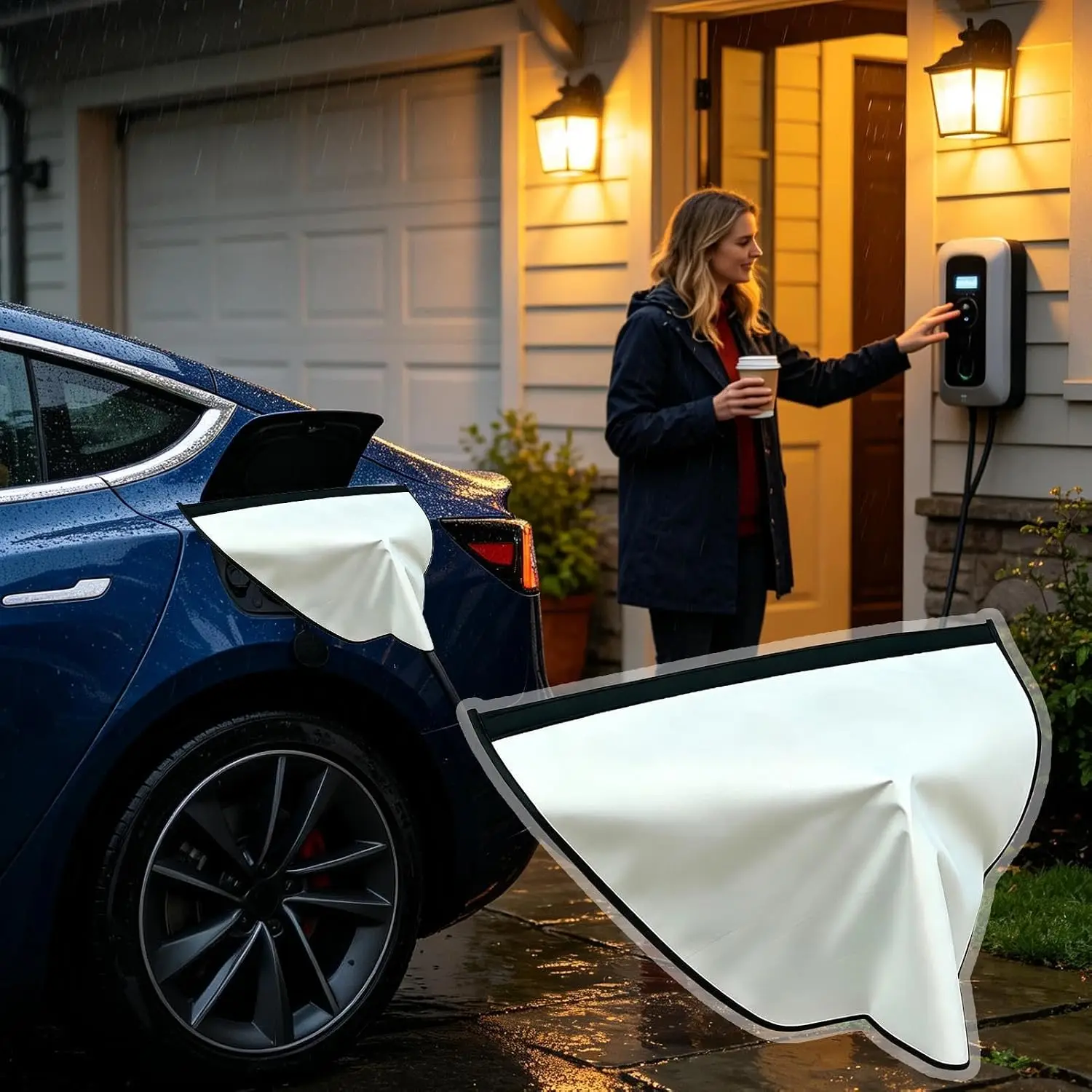 Charging Port Rain Snow Cover Magnetic EV Charger Port Protector Waterproof Anti‑UV Winter Charging Port Shield for Outdoor Char