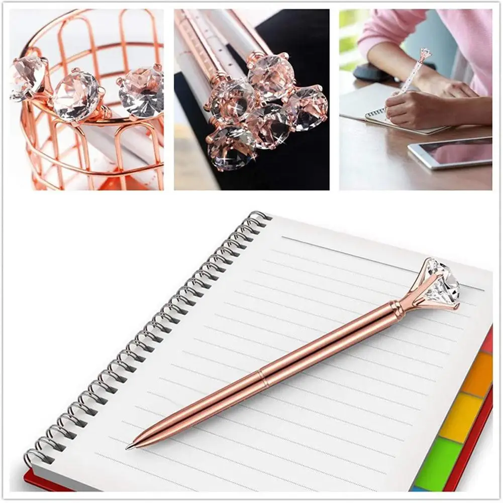 Large Diamond Crystal Pen Ballpoint Pen Student Stationery Office Business Gifts 1.0mm Metal Nib Rhinestone Pen Ball Point Pen