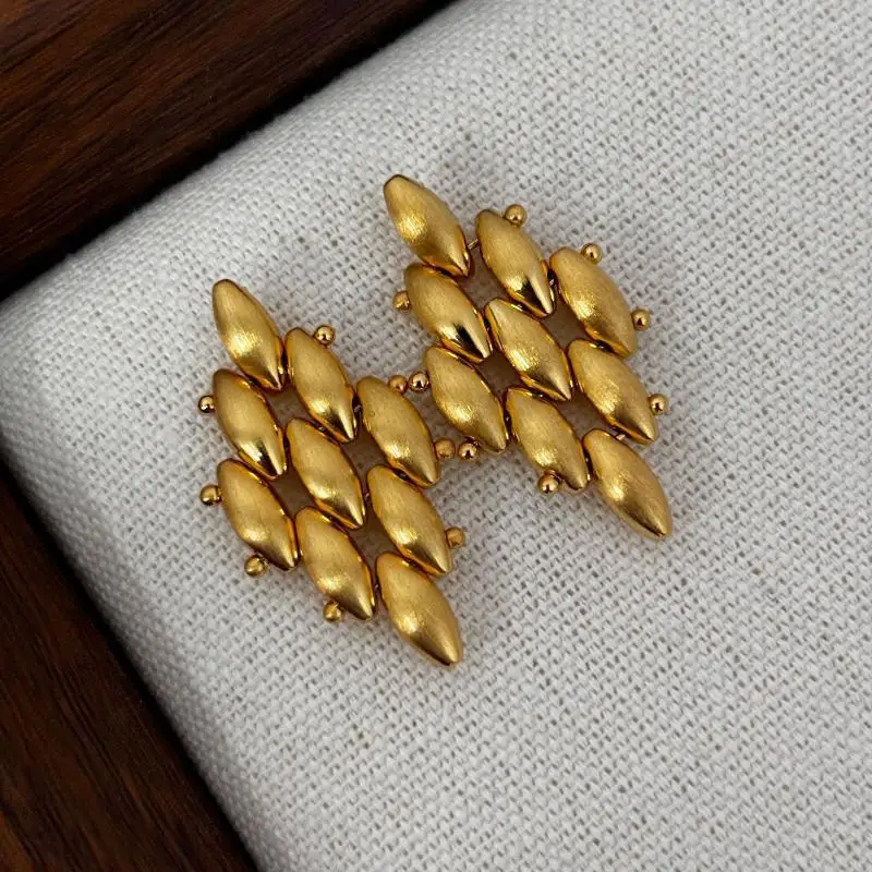 Neues Design Modeschmuck Vergoldete Metall-Geometrische Gebürstete Ohrringe – Detail 2