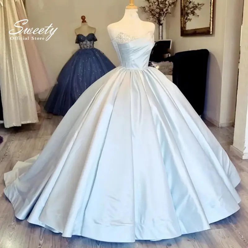 Prom Party Dresses Princess Shinning Wedding Ball Prom Gown Long Dress Sweetheart Neck Sleeveless Luxury Bride Gowns Evening Dre