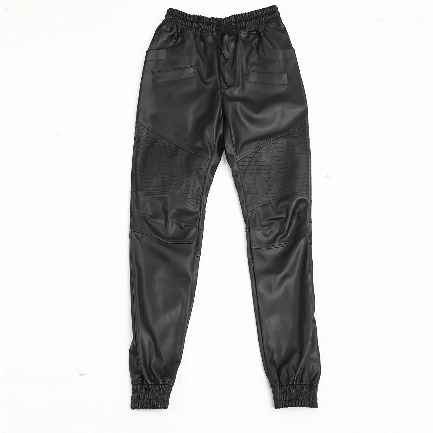 Pantalon slim en cuir PU élastique décontracté, tendance américains, moto, soirée séparés ante, automne, nouveau, 2023