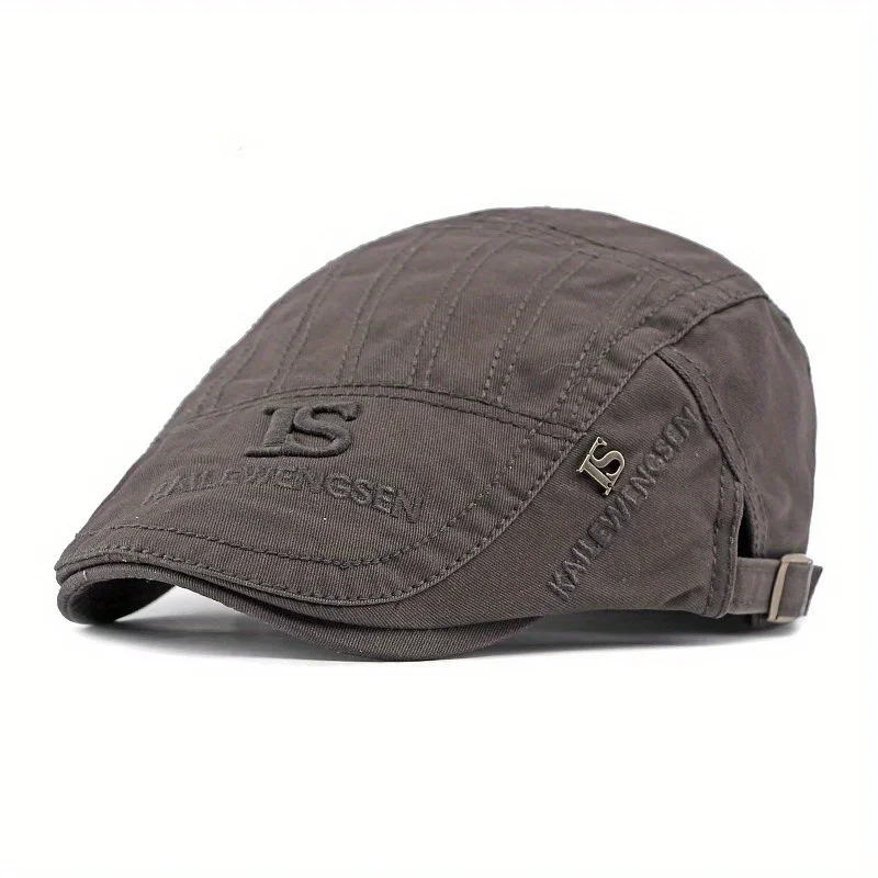 

British Vintage Embroidery Cotton Beret Unisex Classic Retro Cap for Men Women Spring Summer Casual Daily Hat