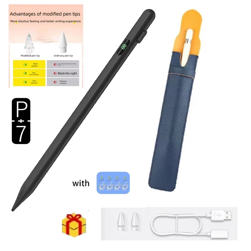 P+7 Stylus Pencil Dedicated For Apple iPad Air Mini 6/7/8 iPad A16 iPad 11 iPad Pro Battery Display 4+2 Tips Drawing PEN