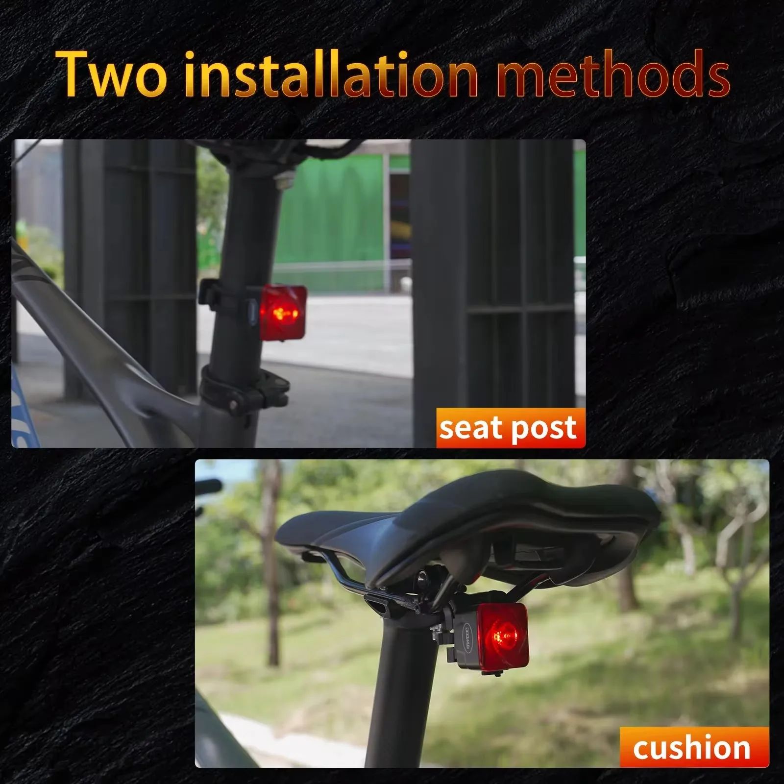 Smart Sensor Brake Bicycle Tail Light High Visibility Bike Rear Lamp IPx5 Waterproof LED Charging Taillights for Night Cycling