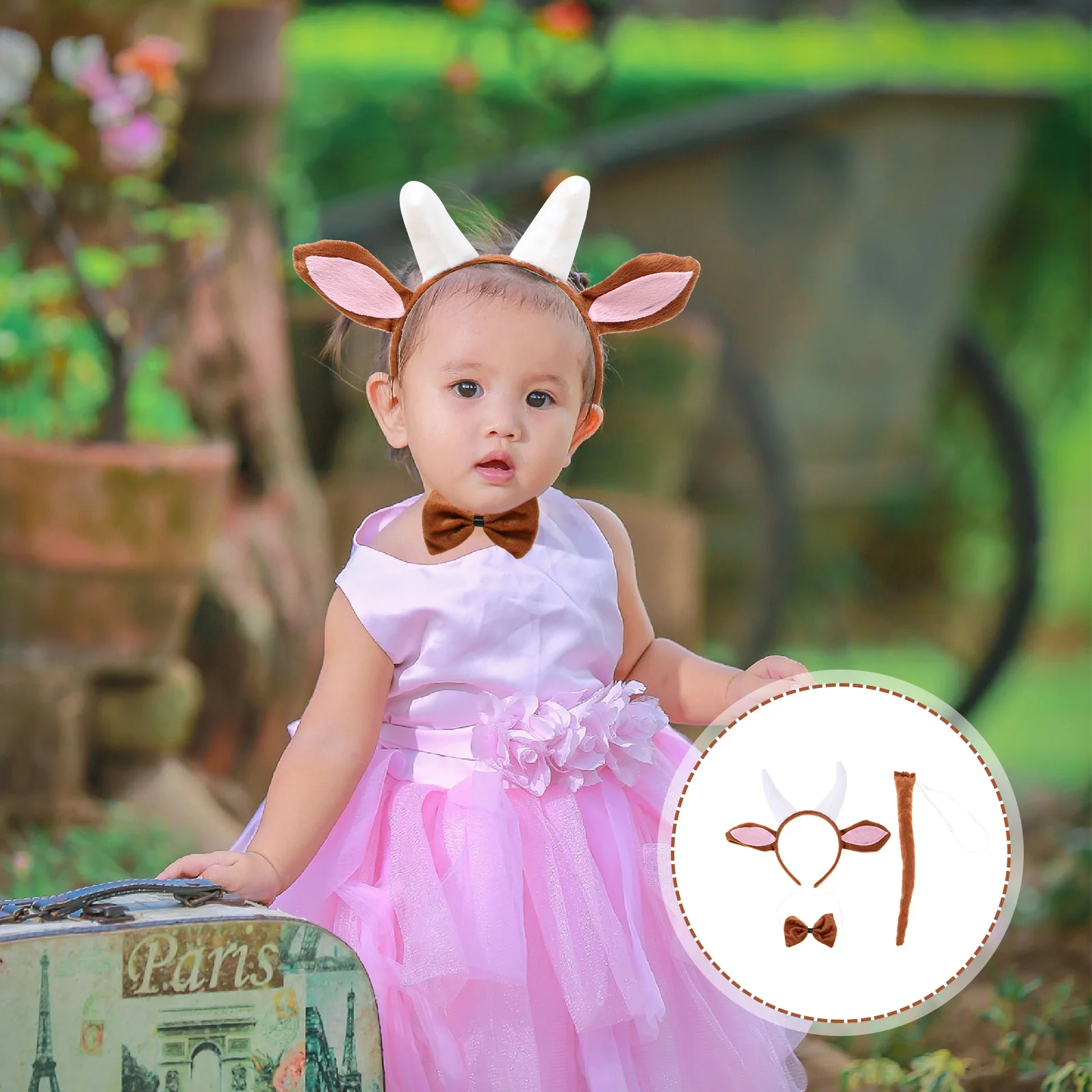 

1 set Animal Costume Set Ears Headband Tail Bow Tie Gloves Cosplay Suit For Party Christmas Masquerade Performance Party Supply