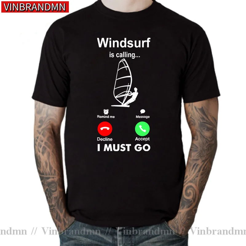 Fashion Retro Windboarding T-shirts Vintage Kitesurf tshirt Windsurf Kite Boarding Kiteboarder T shirt men Windsurfer tee shirts