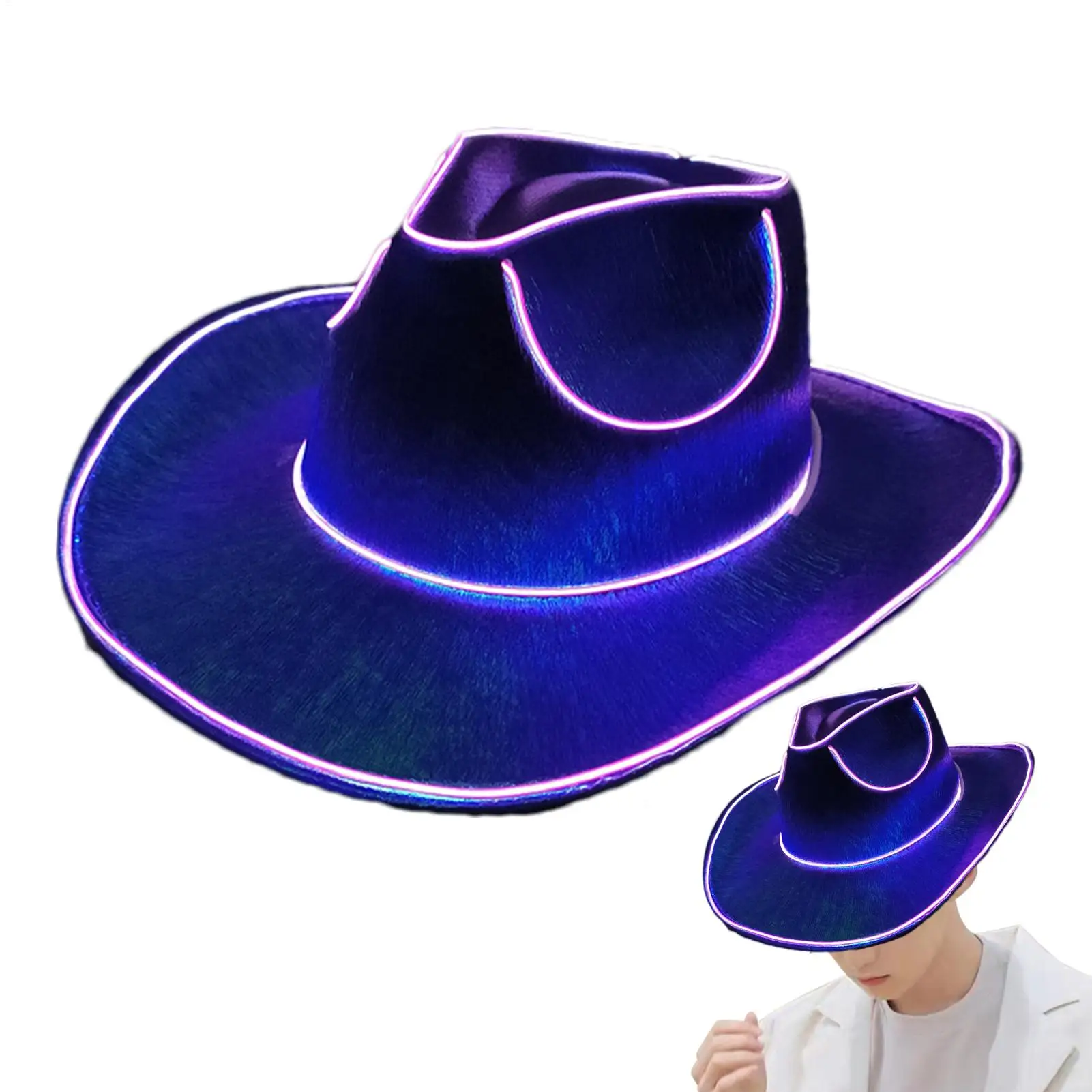Glowing Light Bar Hut Wireless Disco Luminous Led Flashing Neon Western Cowboy Hut Party Supplies Braut Cowgirl Hut – Detail 2