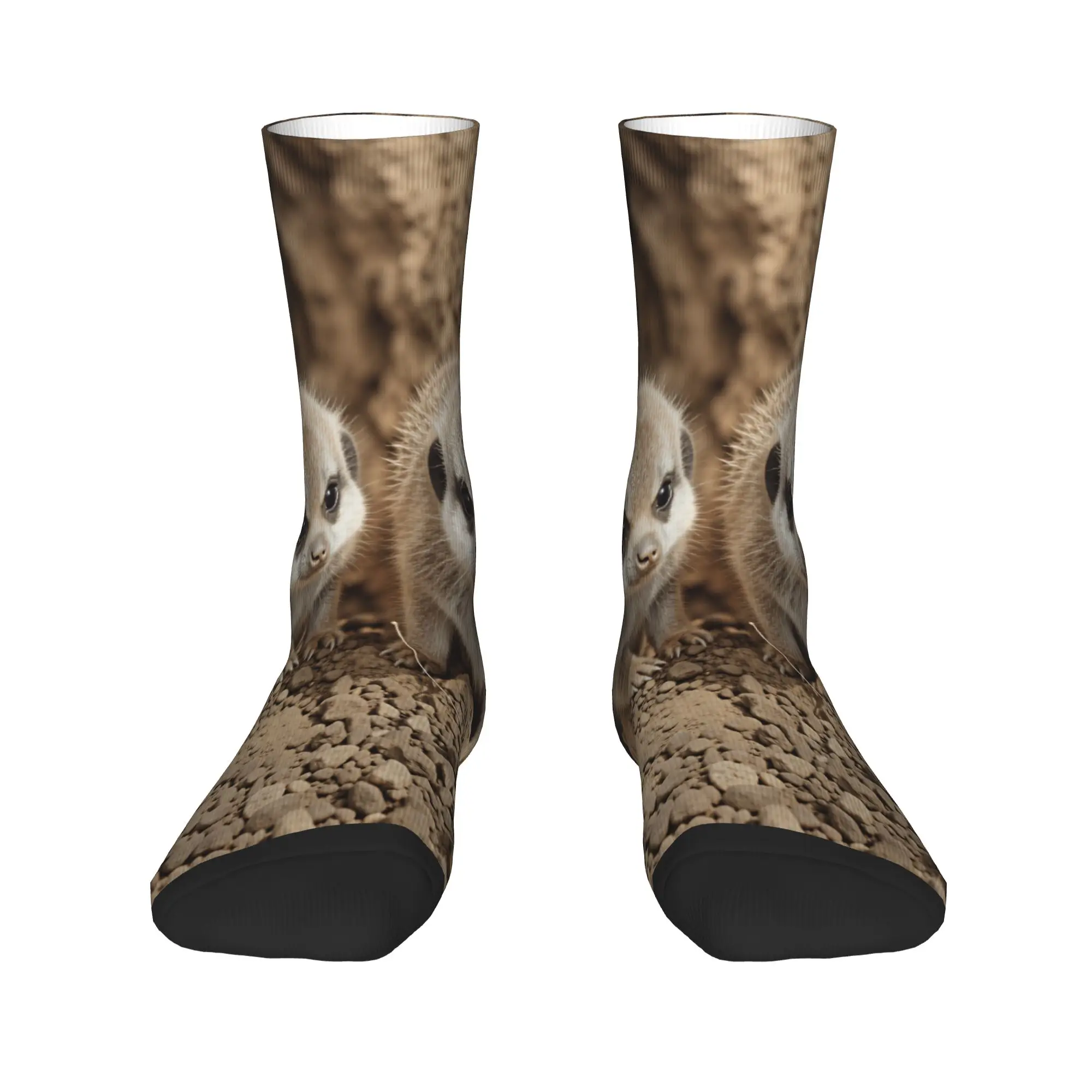 Two Baby Meerkats Stockings Men  Socks Breathable Funny Socks Autumn Cycling Anti Skid Design Socks Gift