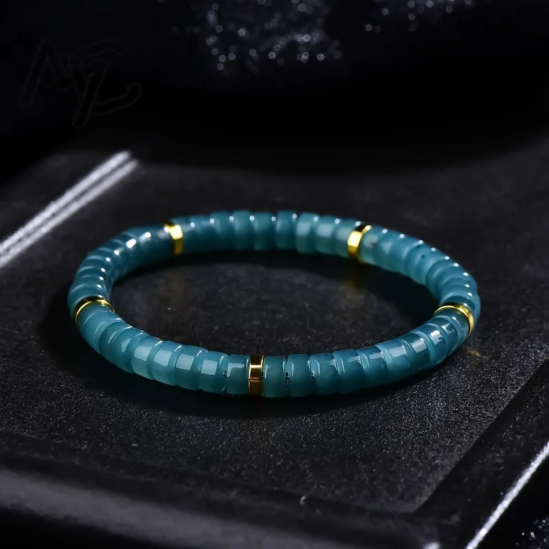 Bracelet de perles d'abacus en jadéite naturelle bleu eau, bijoux de luxe de qualité supérieure, bijoux de mode, breloques exquises, certificat cadeau