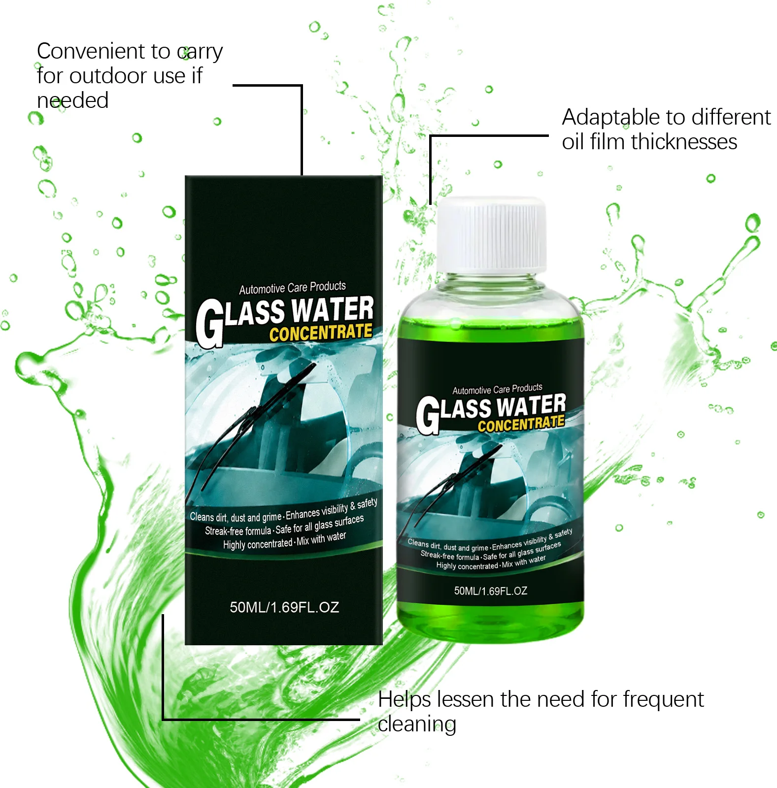Universal Windshield Washer Fluid Concentrate Car Glass Cleaner Auto Window Hydrophobic Waterproof Agent Oil Film Removing 50ml - view 3