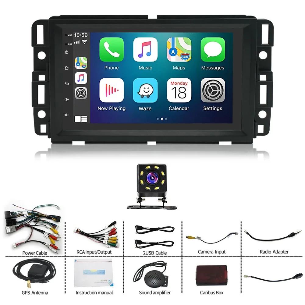 Compatível para Chevrolet GMC Android 13 Navegação no carro CarPlay integrado de 7 polegadas + Android Auto / 2 + 32G