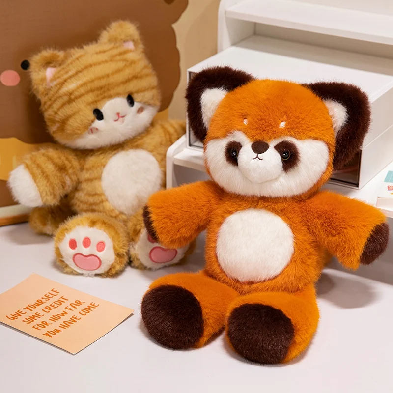 

Kawaii Stuffed Cat Raccoon Red Panda Plush Toyss Cartoon Sleeping Appease Pillows Fluffy Animals Dolls Lovely Birthday Gifts