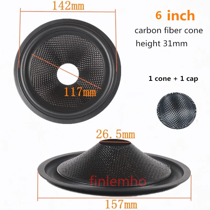 1PC Speaker Woofer Glass Fiber Cone 4/5/6.5/8 Inch Rubber Surround With Dust Cap Repair Kit For Home Theater Studio DIY System