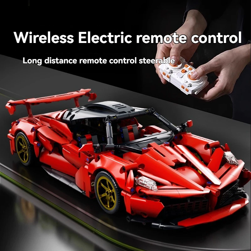 2026 NEU DIY Rotes Rennauto Baustein-Modell Kreatives Technisches MOC Montage-Schreibtisch-Sammlerstück Spielzeug Geburtstagsgeschenke