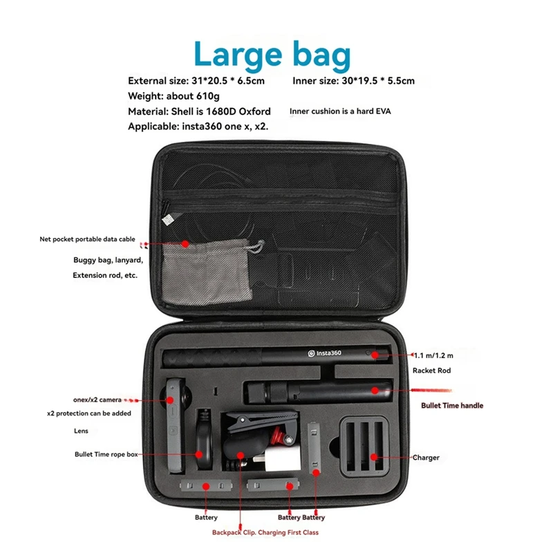 Дорожная сумка для Insta360 X3 X2, Портативная сумка для хранения, водонепроницаемая защитная коробка