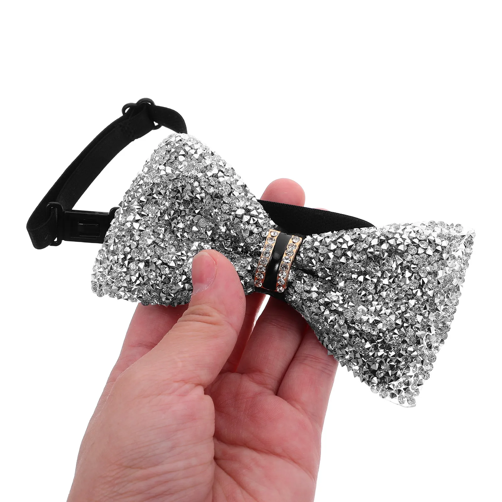 2Pcs Pre Tied Bow Tie For Kids Wedding Outfit New Year Party Costume Set Rhinestone Crystal Ribbon Bowtie