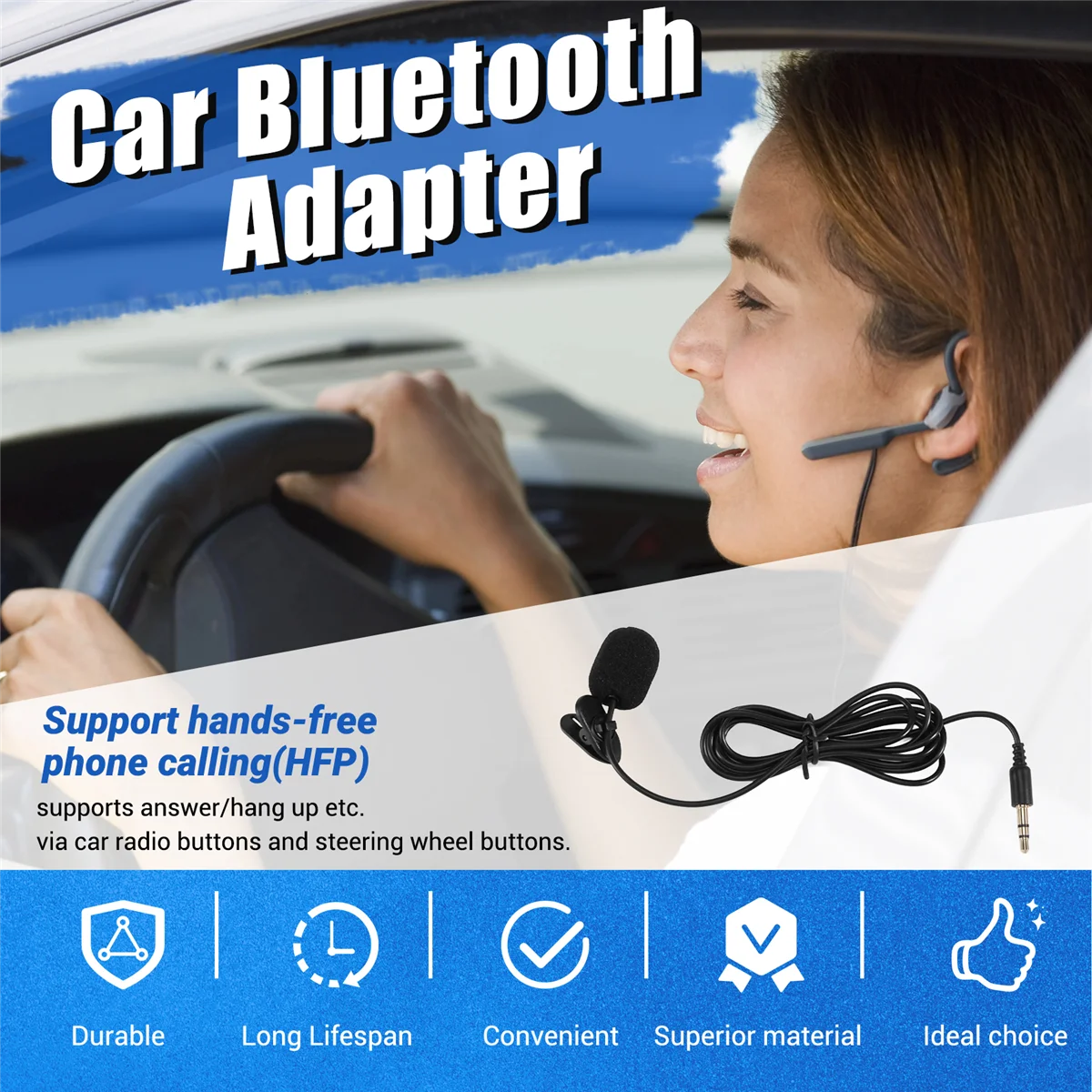 Car Radio Audio Adapter Bluetooth Aux Cable Microphone Handsfree for Honda Accord Civic CRV Fit Siming OdysseyJAS